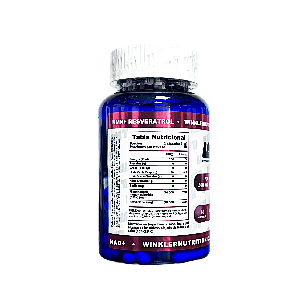 NAD+ NMN+ Resveratrol 60 cápsulas