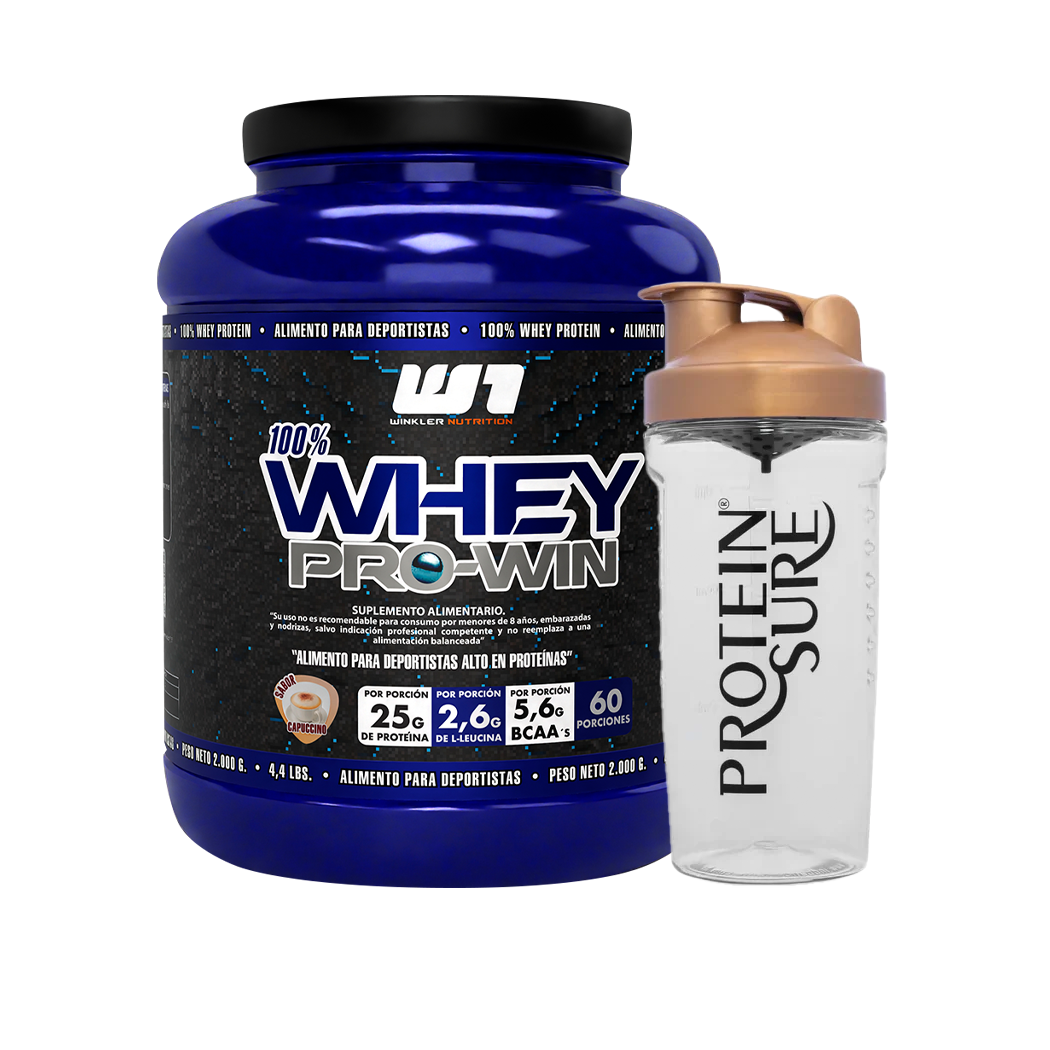 Pack Proteína Whey Pro Win 2 kg - 60 Porciones + Shaker Protein Sure