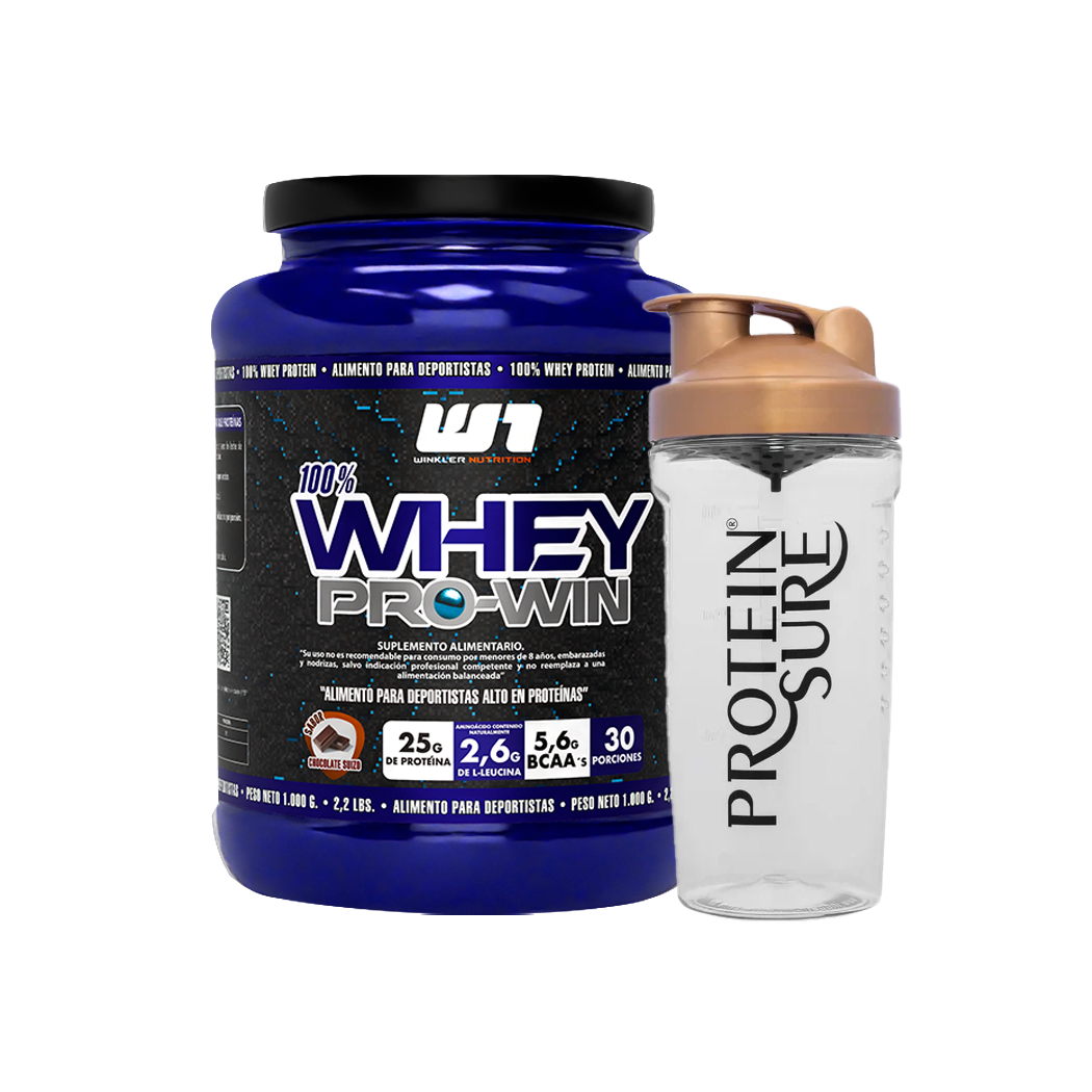 Pack Whey Pro Win 1 kg - 30 Porciones + Shaker Protein Sure