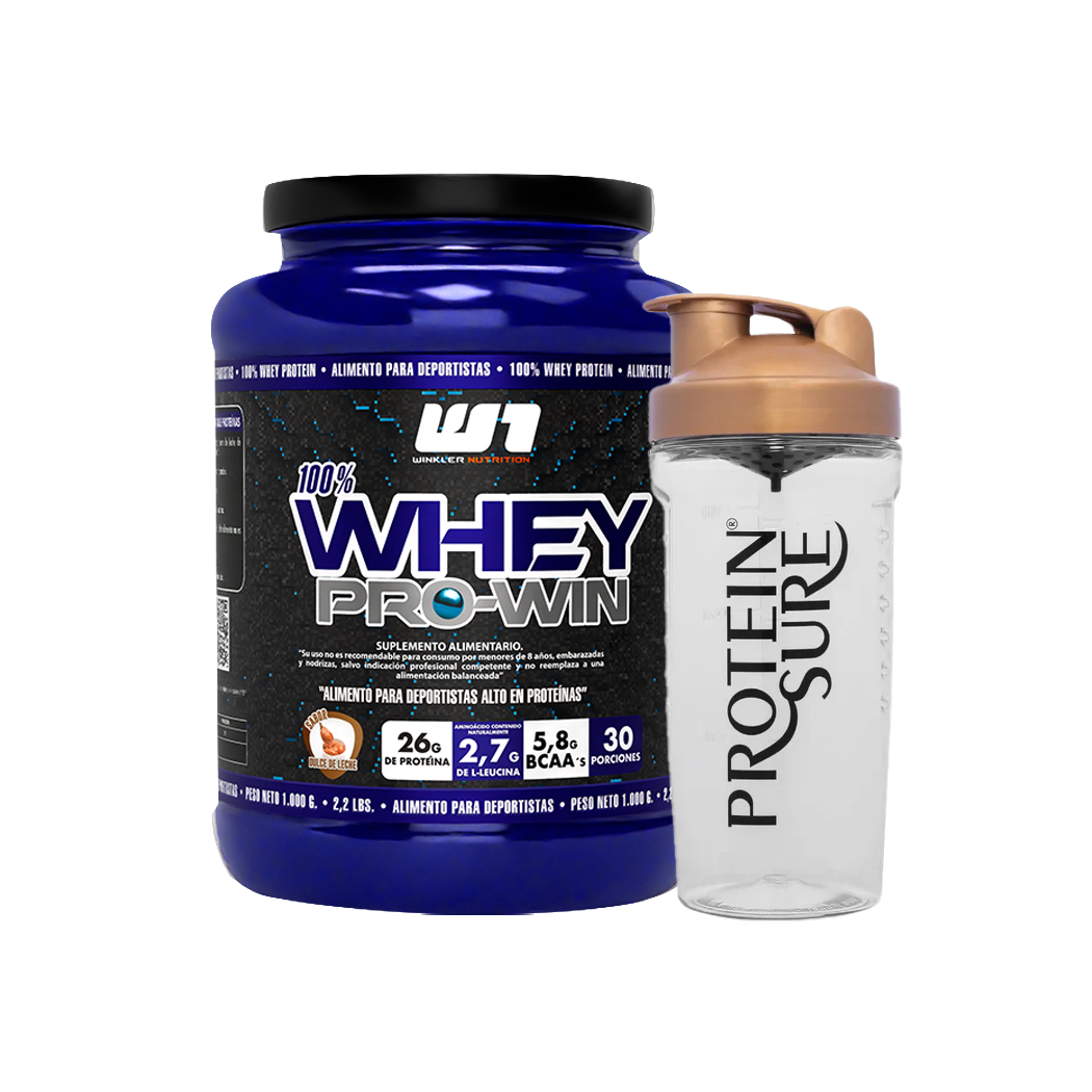 Pack Whey Pro Win 1 kg - 30 Porciones + Shaker Protein Sure