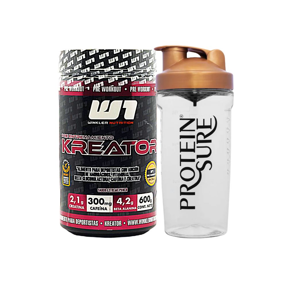 Pack Pre Entreno Kreator 600 g – 30 servicios + Shaker Protein Sure