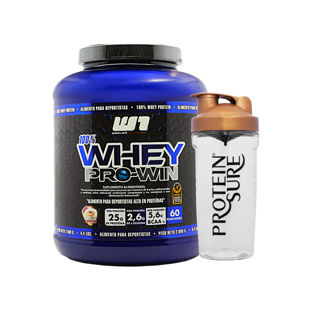 Pack Proteína Whey Pro Win 2 kg - 60 Porciones + Shaker Protein Sure