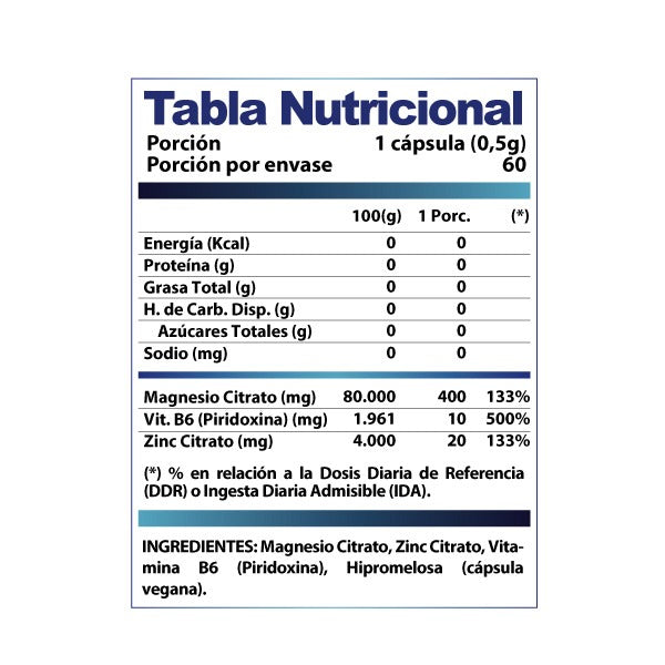 Pro-hormonal ZMA +B6 60 cápsulas