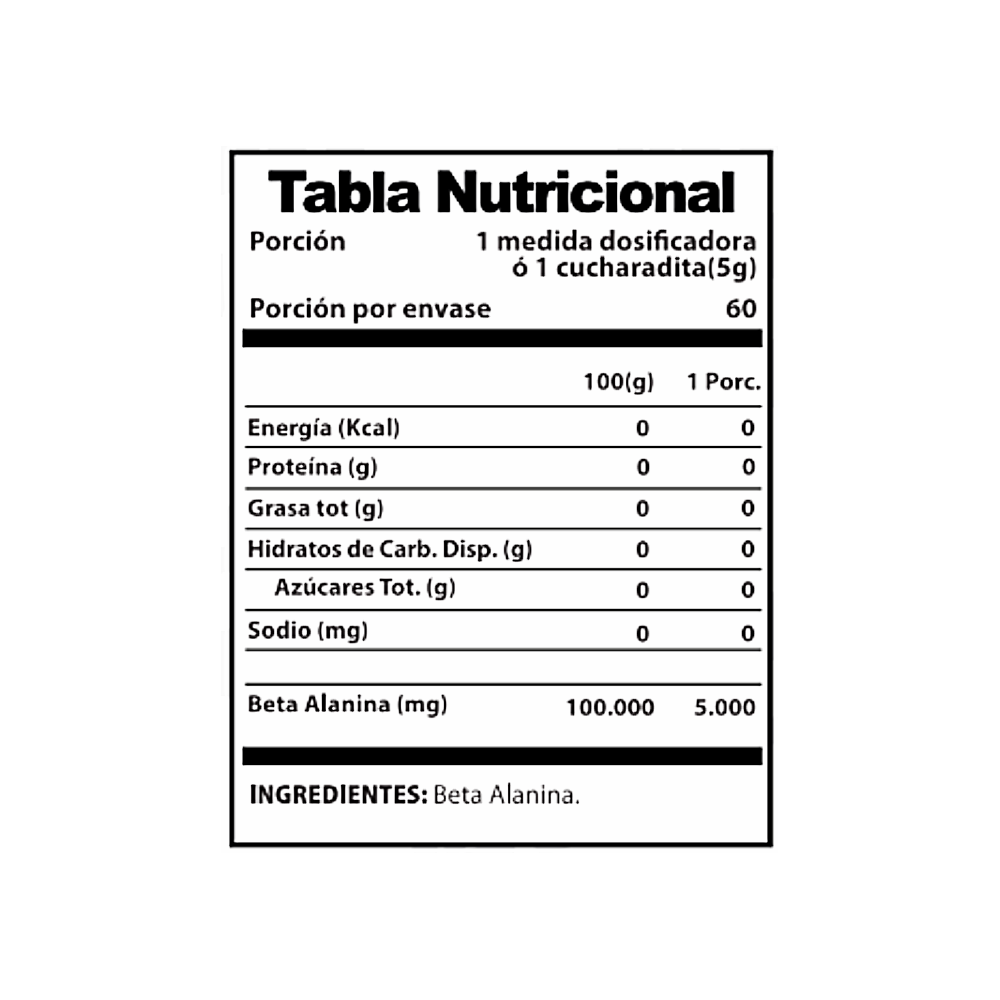 Beta Alanina 300 g – 60 servicios