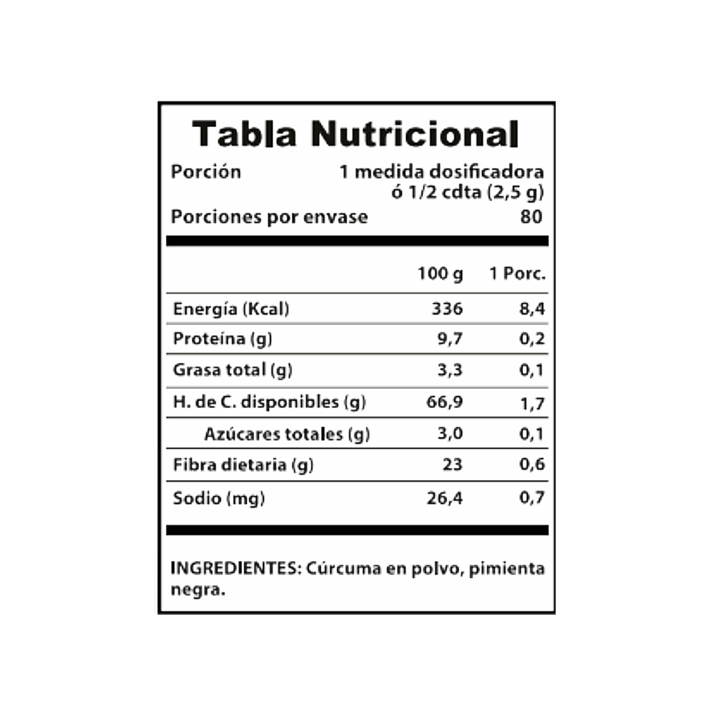 Cúrcuma Activada + Pimienta Negra 200 grs