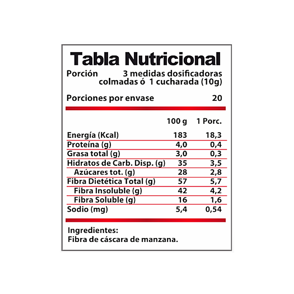 Fibra de Manzana – 200 g | 20 servicios