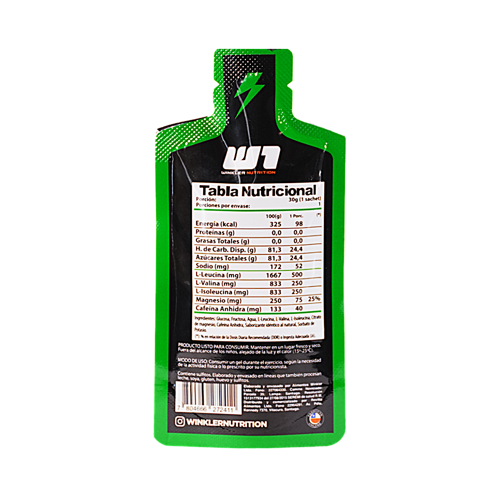 Gel Energético + Cafeína + Magnesio+ BCAAs 40 grs