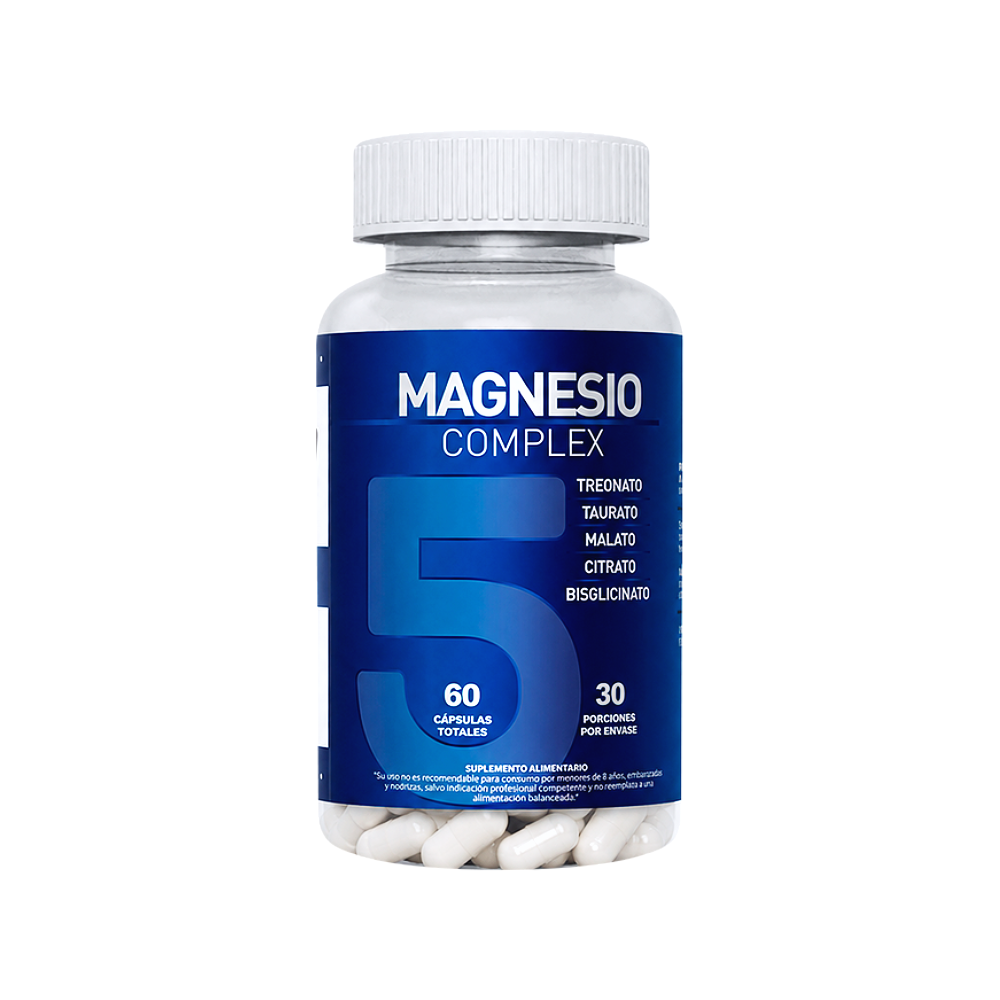 Magnesio complex (Bisglicinato, Treonato, Taurato, Malato y Citrato) 60 cápsulas